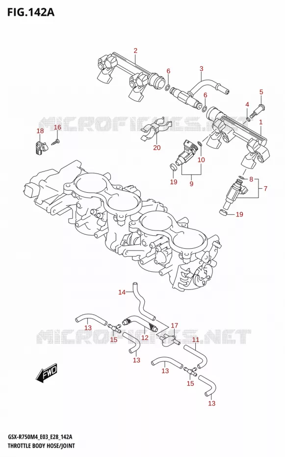 GASKLEPHUIS SLANG / JOINT (E03,E28) Suzuki MOTO 750 GSX-R 2024  GSX-R750 M4 (E03,E28,E33)