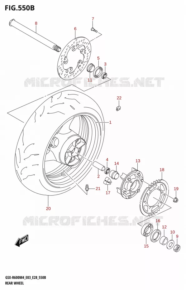 ACHTERWIEL (GSX-R600) Suzuki MOTO 600 GSX-R 2024  GSX-R600 M4 (E03,E28,E33)