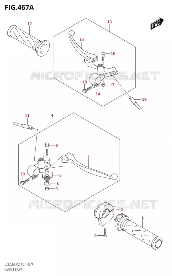 HANDGRIPS - LEVERS Suzuki SCOOTER 125 ACCESS 2022  UZ125NE M2 (E01)