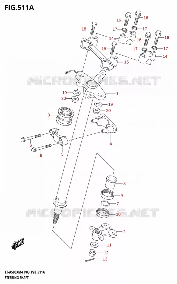 STUURKOLOM (LT-A500X) Suzuki QUAD 500 KINGQUAD 2024  LT-A500XM4 P03 2024 M4 (P03)