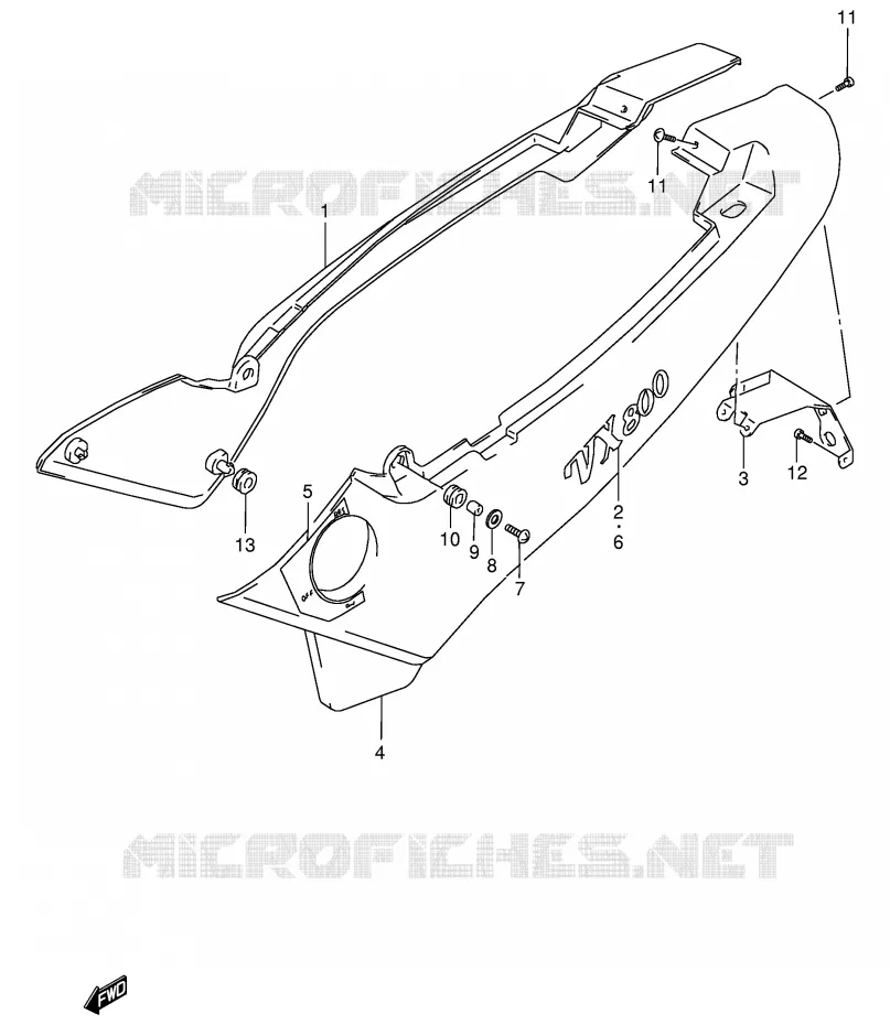 ACHTER KUIP  (MODELE R/T) Suzuki MOTO 800 VX 1996  VX800T(E4)
