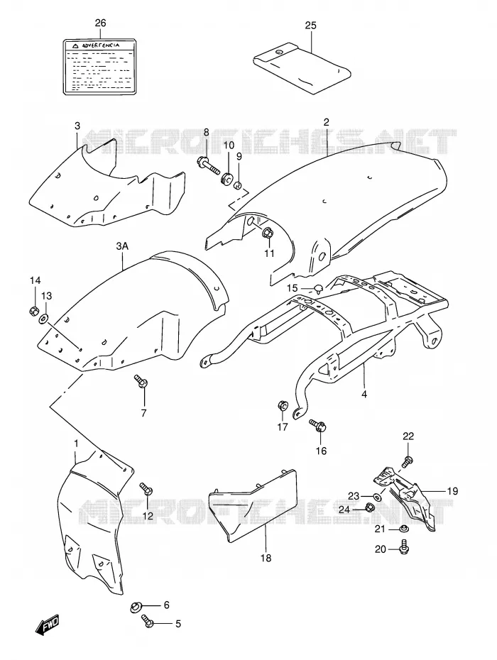 ACHTERSPATBORD (MODELE R P31) Suzuki MOTO 125 TS-ER 1990  TS125ERL(E1)