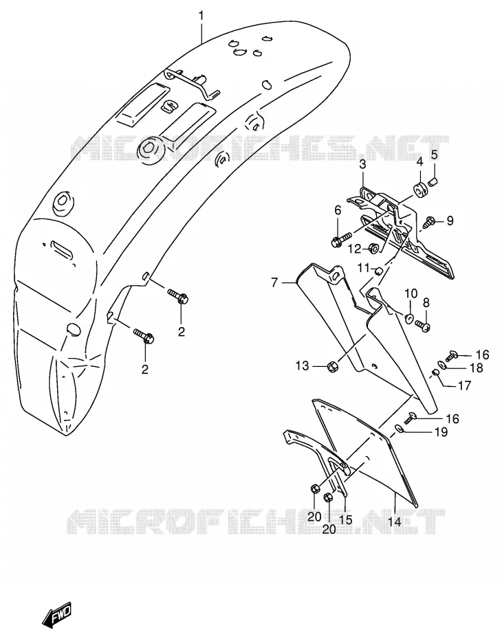 ACHTERSPATBORD (MODELE T/V) Suzuki MOTO 800 INTRUDER 1992  VS800GLN(E2)