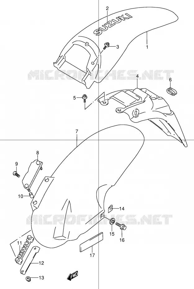 ACHTERSPATBORD (MODELE Y) Suzuki MOTO 50 STREET-MAGIC 1998  TR50SW(E2)