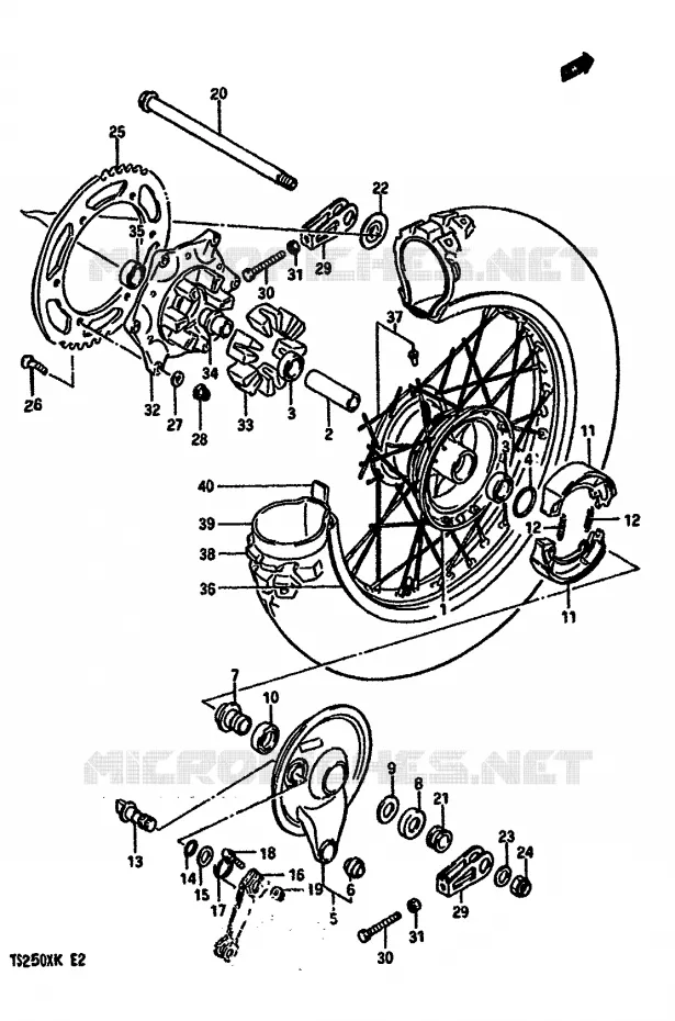ACHTERWIEL Suzuki MOTO 250 TS-X 1986  TS250XG(E/G/H/J/K)
