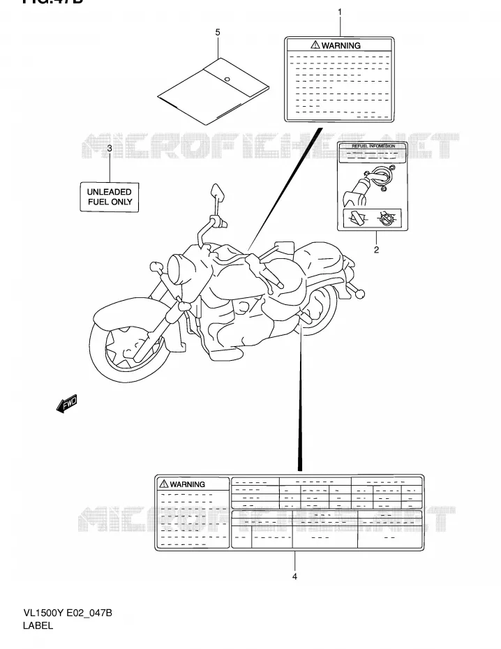 ETIKET (MODELE K2/K3/K4) Suzuki MOTO 1500 INTRUDER 2002  VL1500K2(E2)