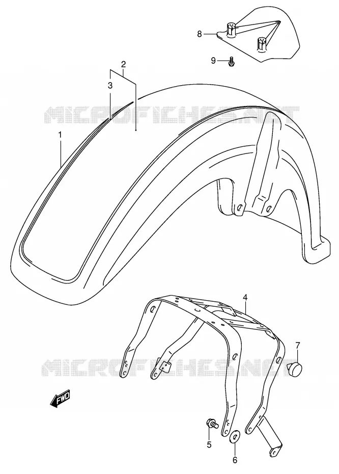FRONT FENDER (MODELE K1) Suzuki MOTO 800 VOLUSIA 2003  VL800K3(E2)