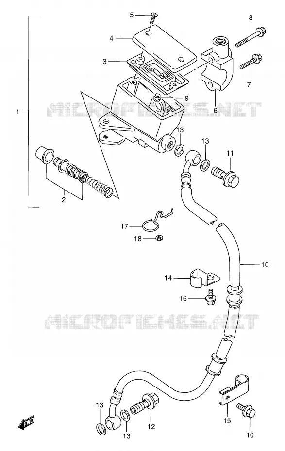 FRONT HOOFDREMCILINDER (MODELE L/M/N) Suzuki MOTO 800 VX 1991  VX800UM(E4)