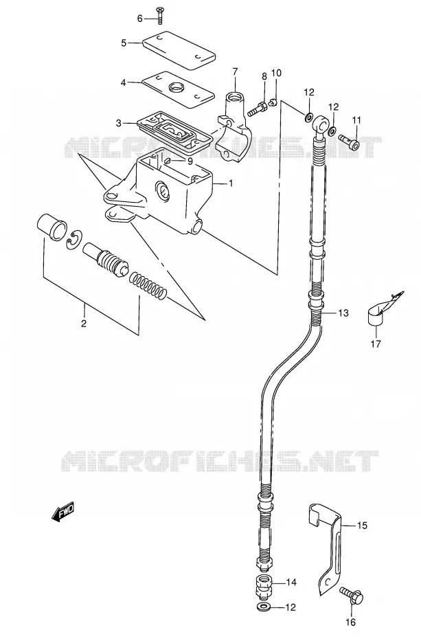 FRONT HOOFDREMCILINDER (MODELE W/X/Y/K1) Suzuki MOTO 1500 INTRUDER 1998  VL1500W(E2)