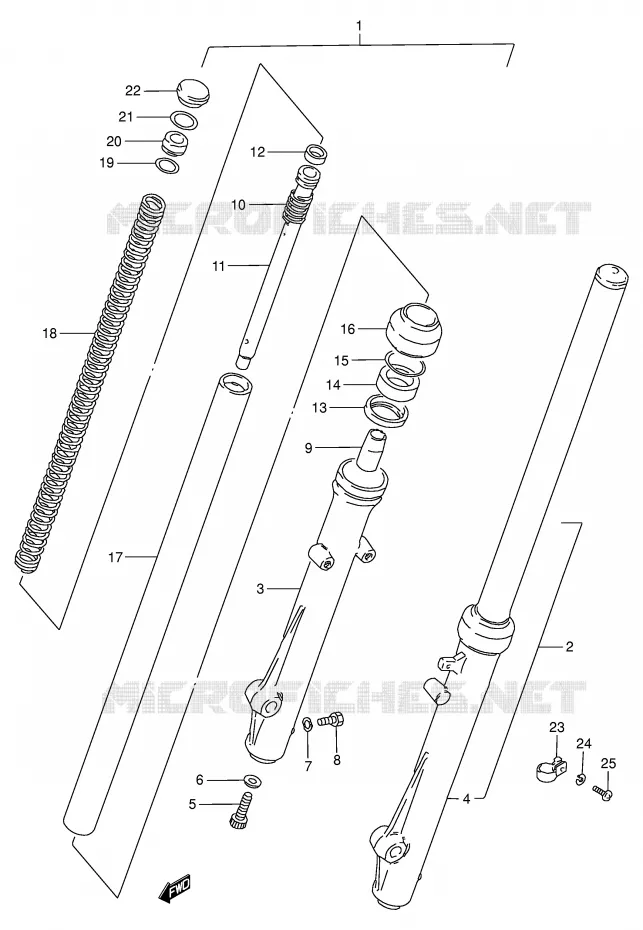 FRONT SCHOKDEMPER (MODELE D/E/F/G) Suzuki MOTO 50 TS-W 1984  TS50WE(E6)