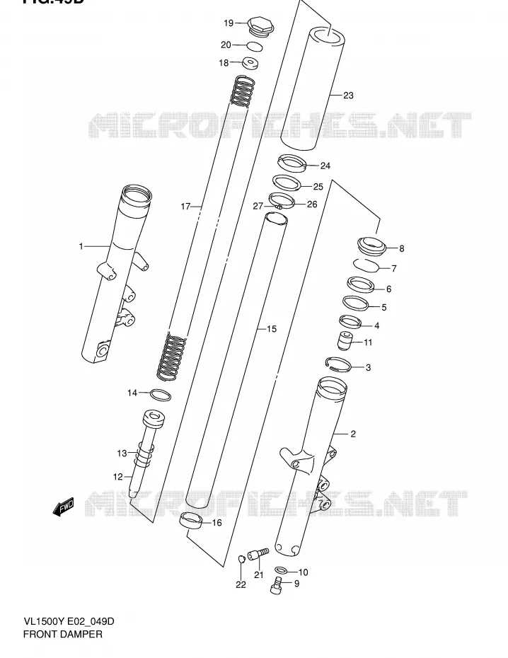 FRONT SCHOKDEMPER (MODELE K2/K3/K4) Suzuki MOTO 1500 INTRUDER 1999  VL1500X(E2)