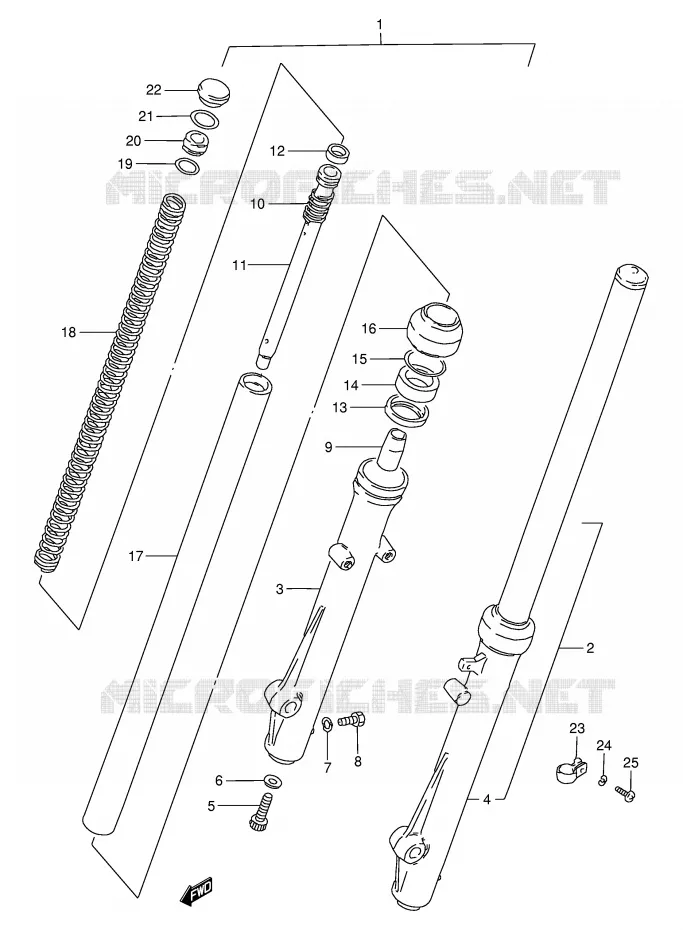 FRONT SCHOKDEMPER (MODELE P/S) Suzuki MOTO 50 TS-W 1983  TS50WD(E6)