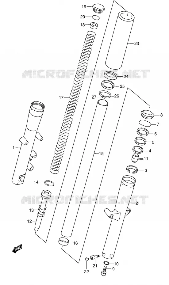 FRONT SCHOKDEMPER (MODELE W/X) Suzuki MOTO 1500 INTRUDER 1998  VL1500W(E2)