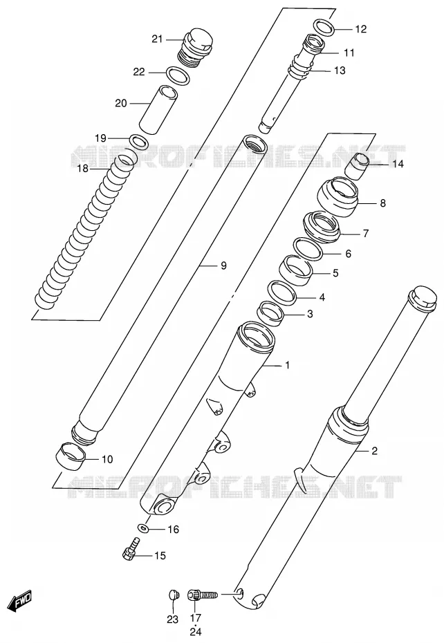 FRONT SCHOKDEMPER (MODELE W/X) Suzuki MOTO 800 INTRUDER 2000  VS800GLY(E2)