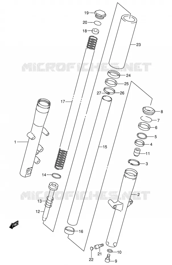 FRONT SCHOKDEMPER (MODELE Y) Suzuki MOTO 1500 INTRUDER 1998  VL1500W(E2)