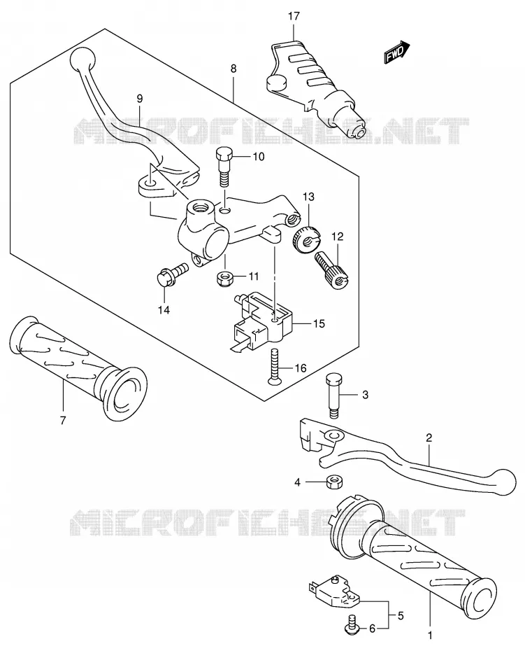 HANDGRIPS - LEVERS Suzuki MOTO 125 INTRUDER 2005  VL125K5(E2)