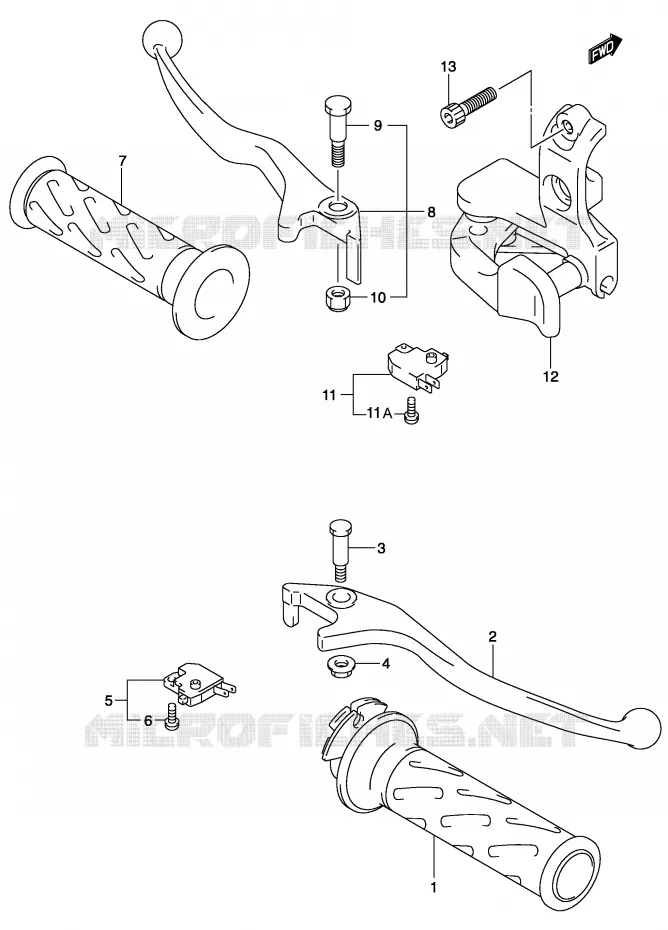 HANDGRIPS - LEVERS Suzuki SCOOTER 150 BURGMAN 2003  UH150K3(P19)