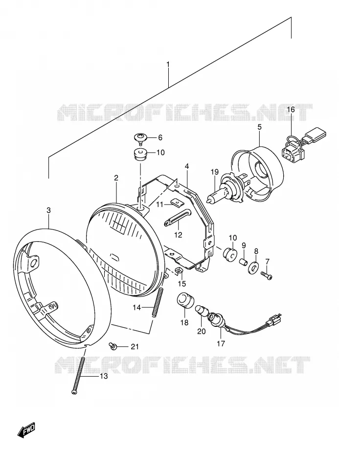 KOPLAMP (E2,E4,E17,E18,E19,E25,E34) Suzuki MOTO 250 INTRUDER 2002  VL250K2(E2)