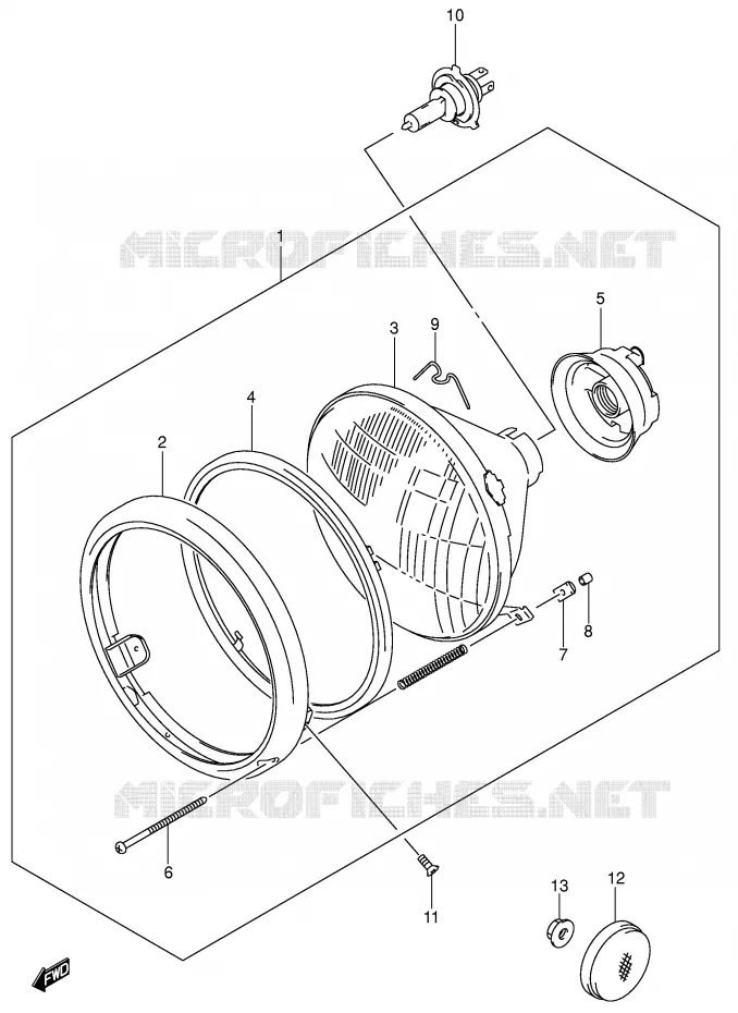KOPLAMP (MODELE K1/K2/K3/K4 E24) Suzuki MOTO 800 VOLUSIA 2003  VL800K3(E2)