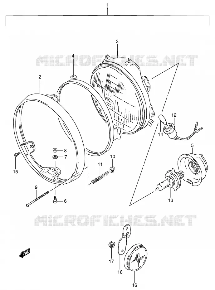 KOPLAMP (MODELE P/R EXCEPT E2,E24) Suzuki MOTO 800 VX 1992  VX800UN(E4)