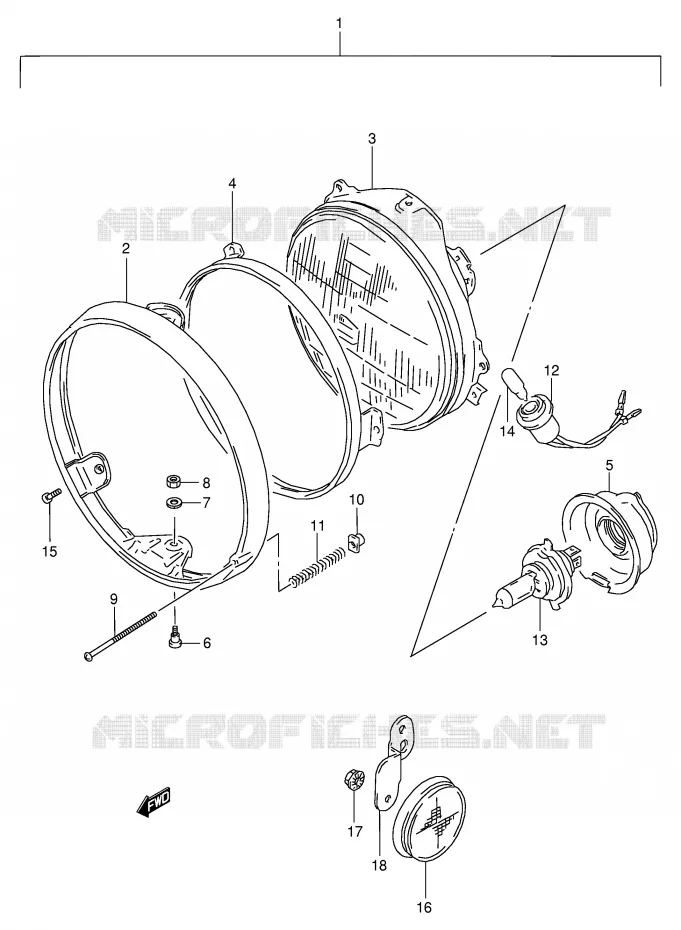 KOPLAMP (MODELE T) Suzuki MOTO 800 VX 1993  VX800P(E4)