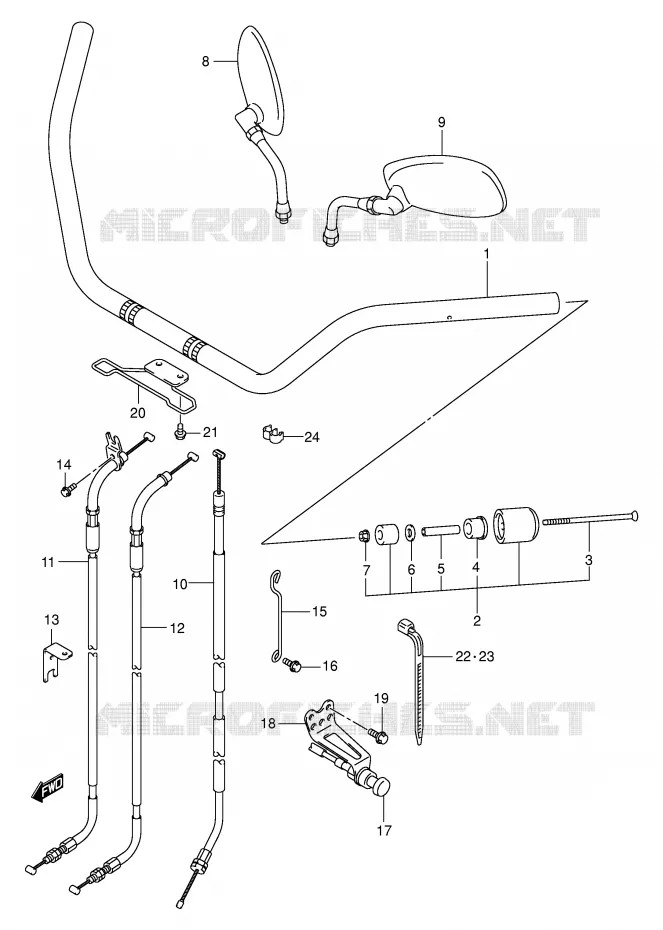 STUUR (MODELE K1/K2/K3/K4) Suzuki MOTO 800 VOLUSIA 2003  VL800K3(E2)