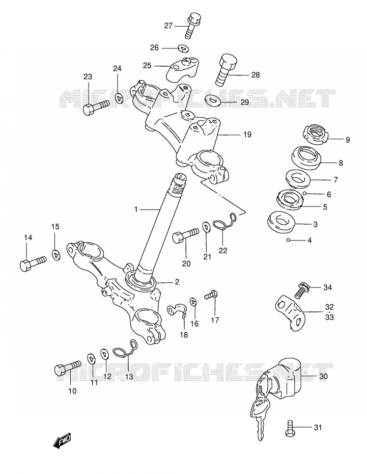 STUURKOLOM (E1,E24,E71) Suzuki MOTO 185 TS-ER 1996  TS185ERT(E1)