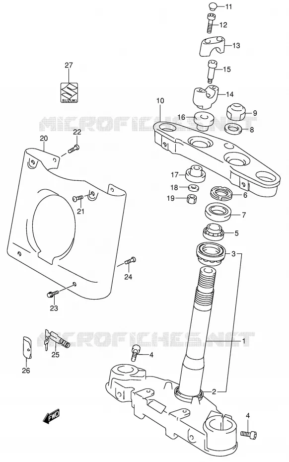 STUURKOLOM (MODELE K1/K2/K3/K4) Suzuki MOTO 1500 INTRUDER 2000  VL1500Y(E2)
