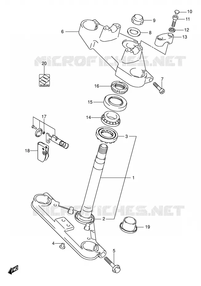 STUURPEN (MODELE K2/K3/K4) Suzuki MOTO 125 INTRUDER 2000  VL125Y(E2)