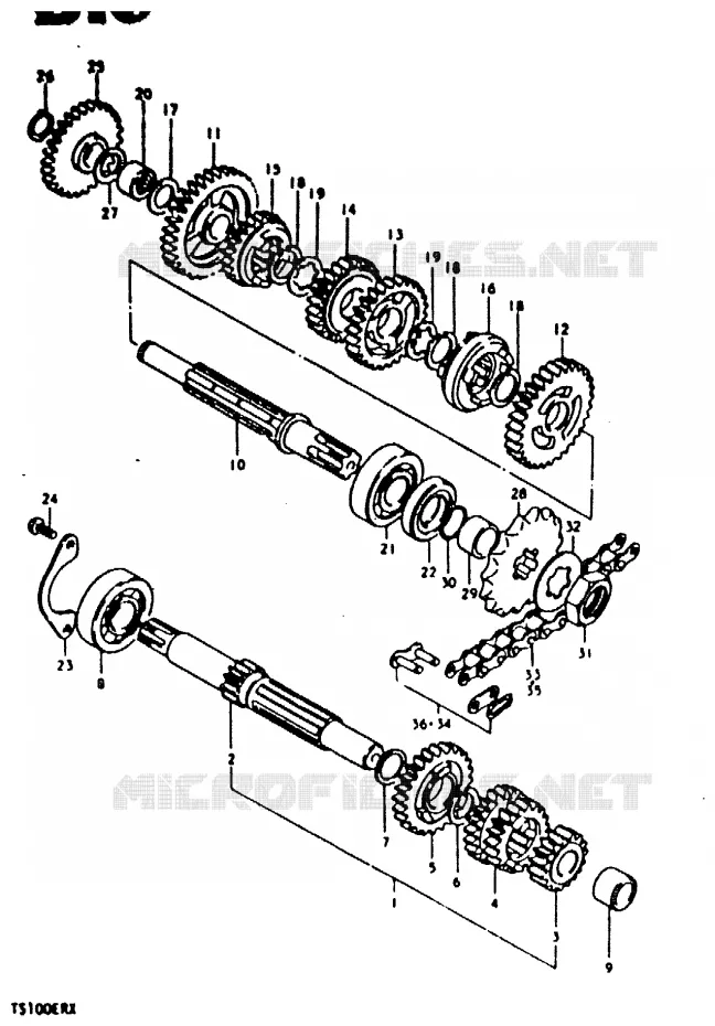 TRANSMISSION Suzuki MOTO 100 TS-ER 1996  TS100ERT(T/X)