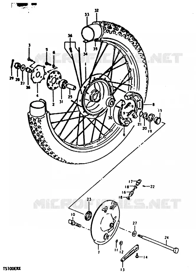 VOORWIEL Suzuki MOTO 100 TS-ER 1999  TS100ERX(T/X)