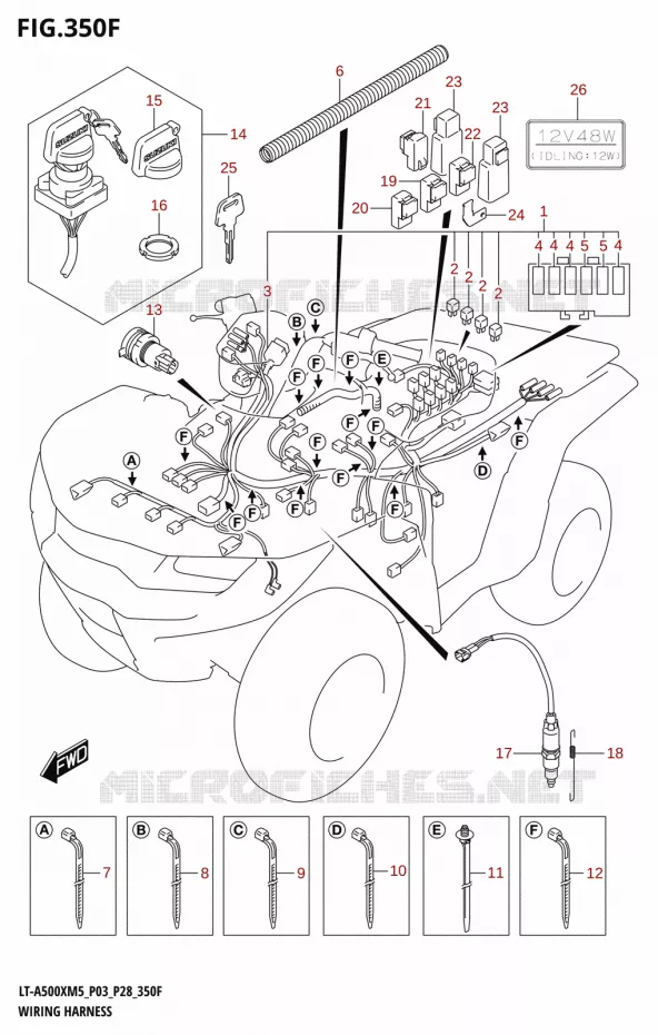 BEDRADING ((LT-A500XP,LT-A500XPZ):(P03,P28)) Suzuki QUAD 500 KINGQUAD 2025  LT-A500XM5 P03 2025 M5