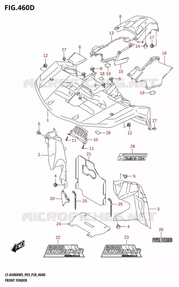 FRONT FENDER (LT-A500XP:(P03,P33)) Suzuki QUAD 500 KINGQUAD 2025  LT-A500XM5 P03 2025 M5