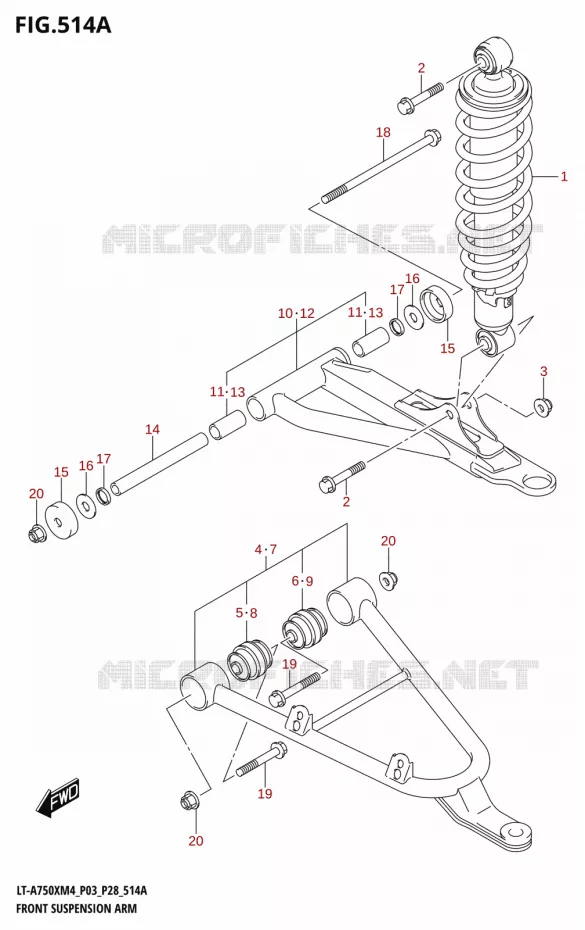 VOORWIELOPHANGING ARM (LT-A750X) Suzuki QUAD 750 KINGQUAD 2024  LT-A750XM4