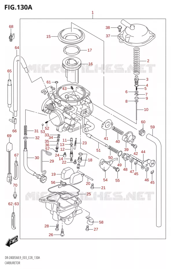 CARBURATOR (DR-Z400SM:L9:E03) Suzuki MOTO 400 DR-Z 2019  DR-Z400SM 2019 L9 (E28)