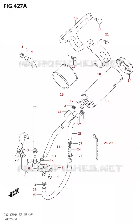 FUEL EVAP SYSTEM (DR-Z400SM:L9:E33) Suzuki MOTO 400 DR-Z 2019  DR-Z400SM 2019 L9 (E28)