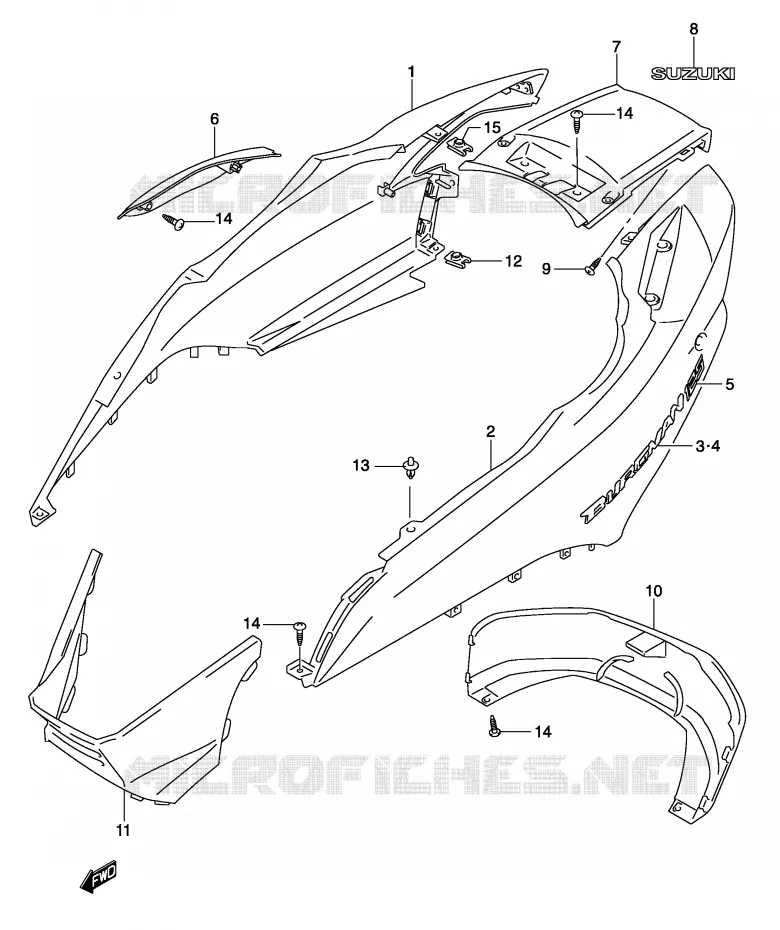 ACHTER KUIP  (MODELE K2) Suzuki SCOOTER 150 BURGMAN 2002  UH150K2(P19)