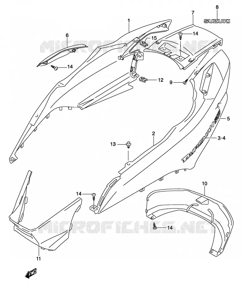 ACHTER KUIP  (MODELE K3) Suzuki SCOOTER 150 BURGMAN 2003  UH150K3(P19)