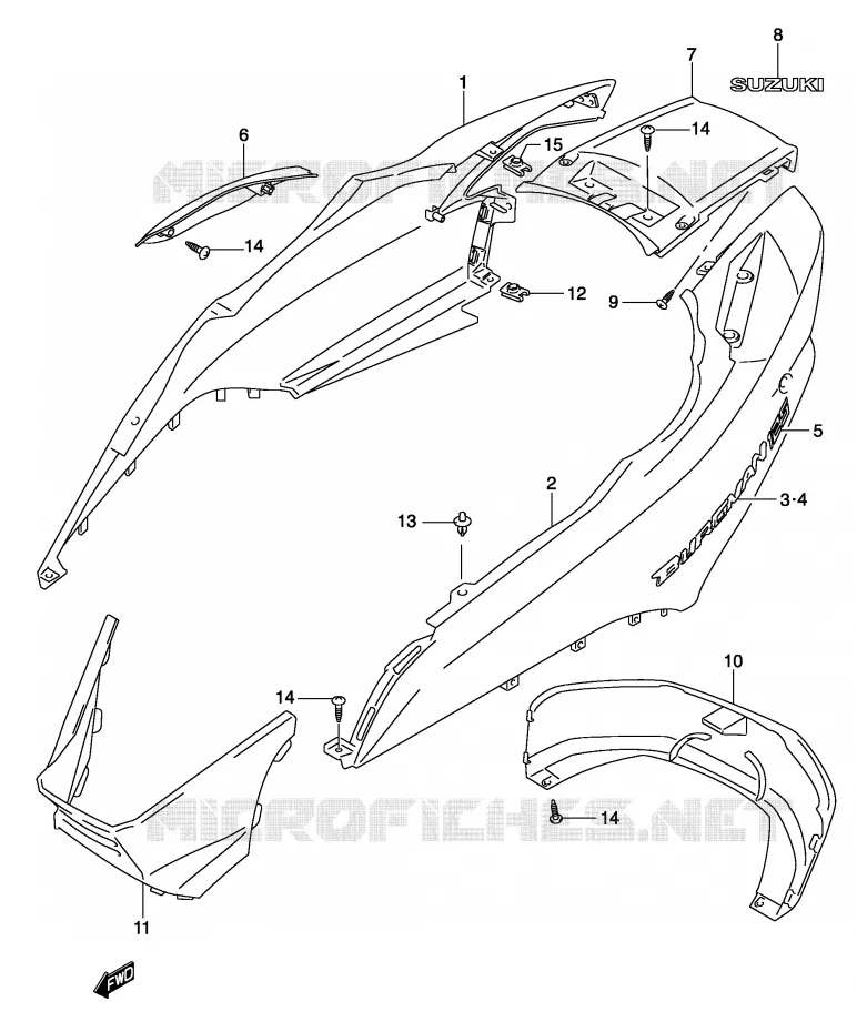 ACHTER KUIP  (MODELE K4) Suzuki SCOOTER 150 BURGMAN 2005  UH150K5(P19)