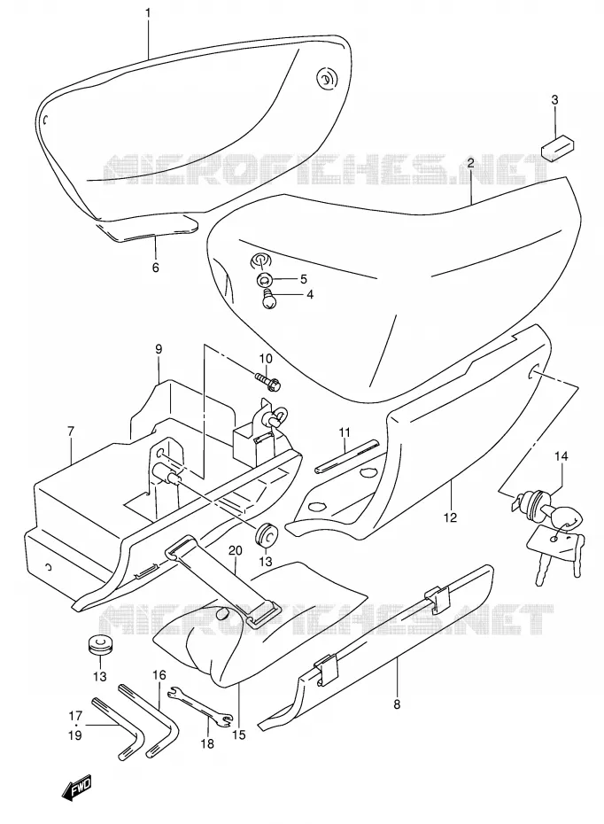ACHTER KUIP  (MODELE Y/K1) Suzuki MOTO 1500 INTRUDER 2002  VL1500K2(E2)