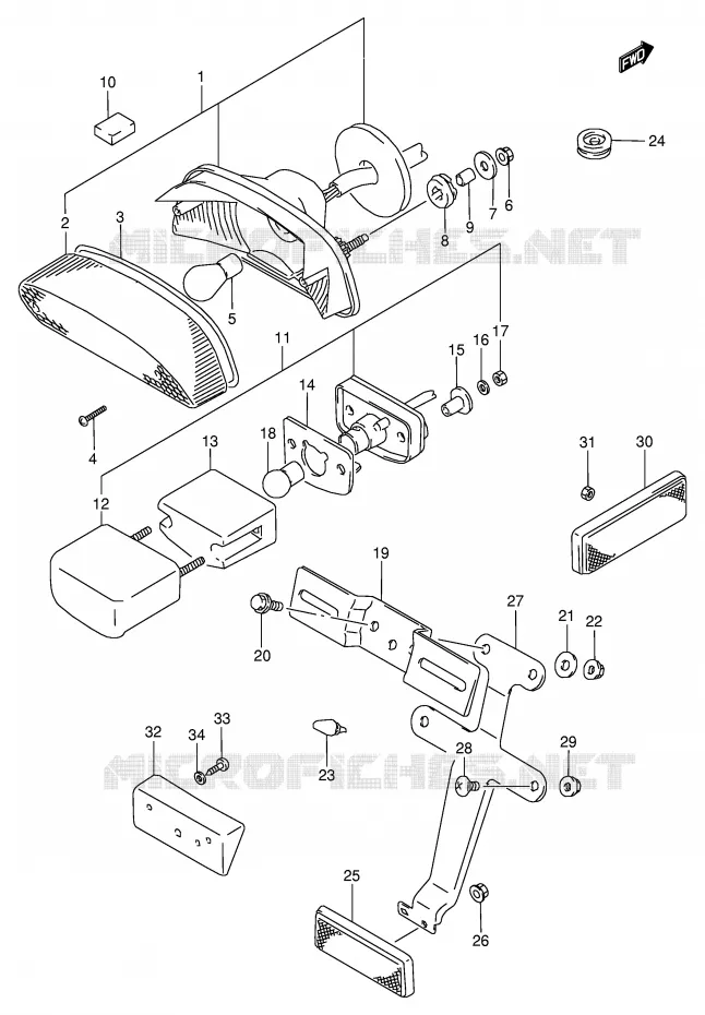 ACHTERLICHT (MODELE L/M/N) Suzuki MOTO 800 VX 1990  VX800L(E4)