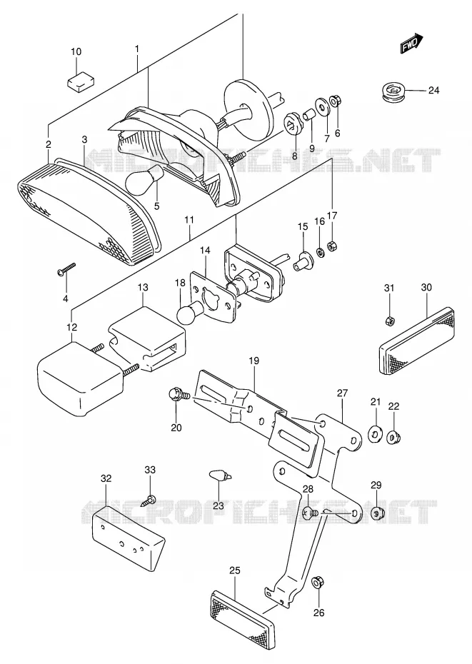 ACHTERLICHT (MODELE T) Suzuki MOTO 800 VX 1996  VX800T(E4)