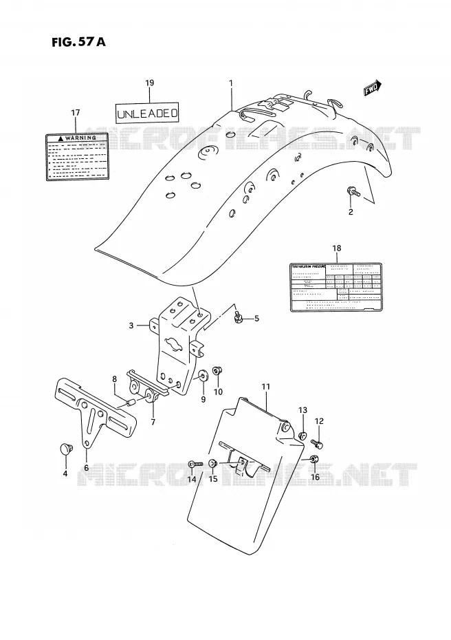 ACHTERSPATBORD (MODELE S) Suzuki MOTO 1400 INTRUDER 1992  VS1400GLFN(E2)