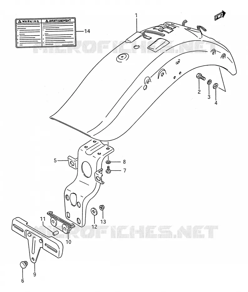 ACHTERSPATBORD Suzuki MOTO 1400 INTRUDER 1995  VS1400GLFS(E28)