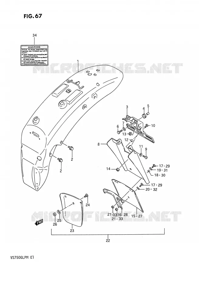 ACHTERSPATBORD Suzuki MOTO 750 INTRUDER 1991  VS750GLFM(E1)