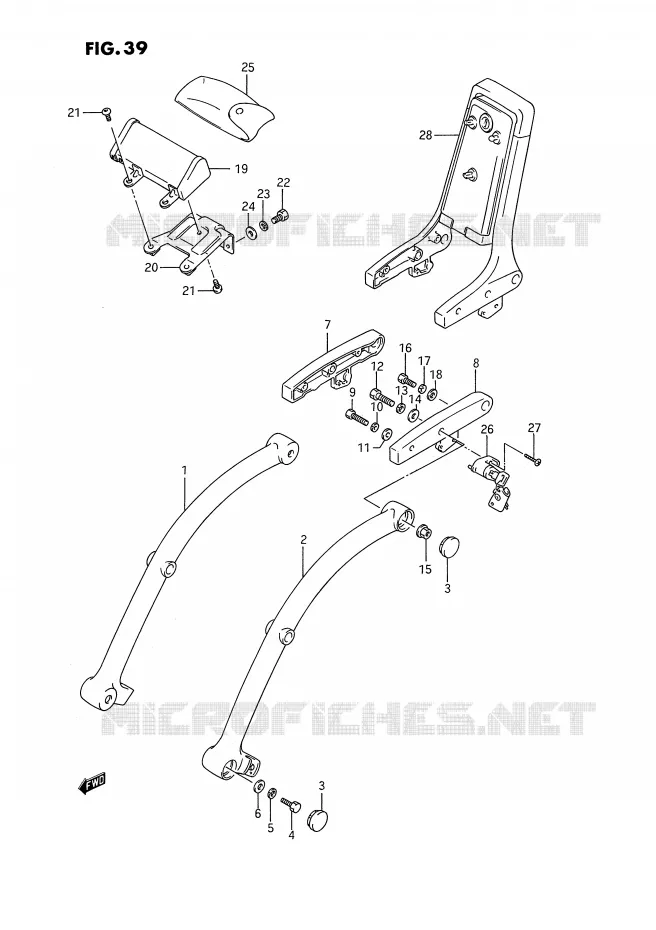BACKREST (MODELE H/J/K/L/M/N/P/R E22) Suzuki MOTO 1400 INTRUDER 1990  VS1400GLFL(E2)