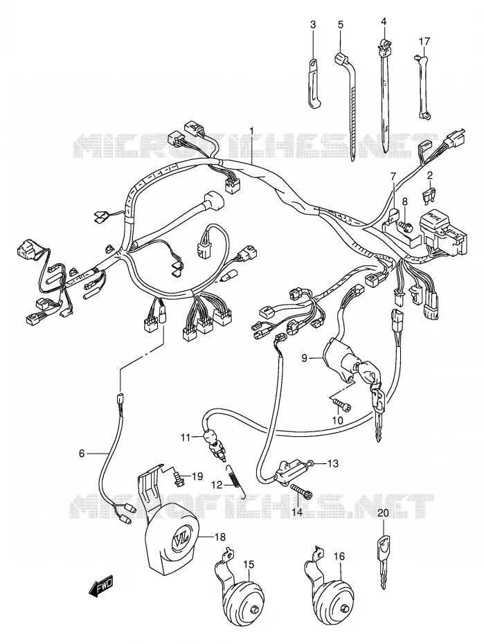 BEDRADING (MODELE W/X) Suzuki MOTO 1500 INTRUDER 2004  VL1500K4(E2)