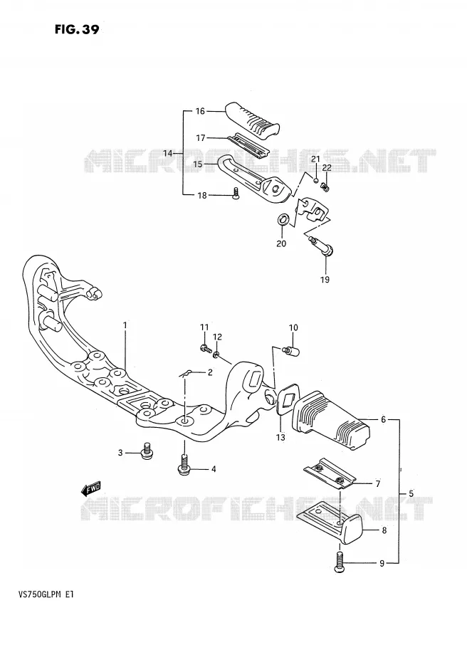 FOOTREST (MODELE H/J/K/L/M) Suzuki MOTO 750 INTRUDER 1990  VS750GLPL(E1)