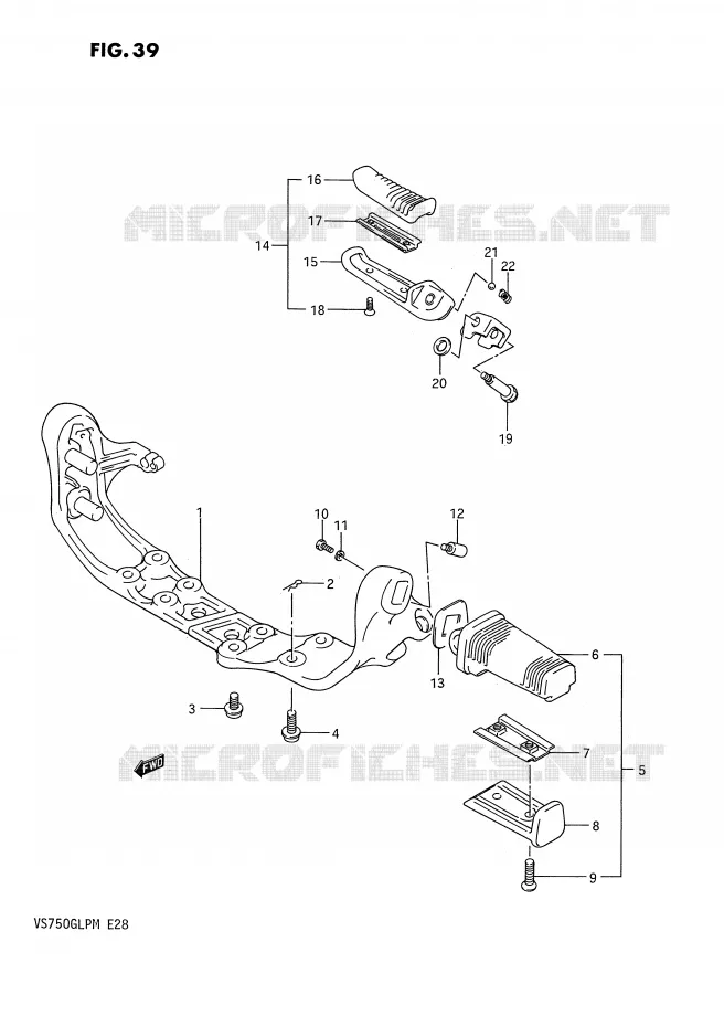 FOOTREST (MODELE H/J/K/L/M) Suzuki MOTO 750 INTRUDER 1990  VS750GLPL(E28)