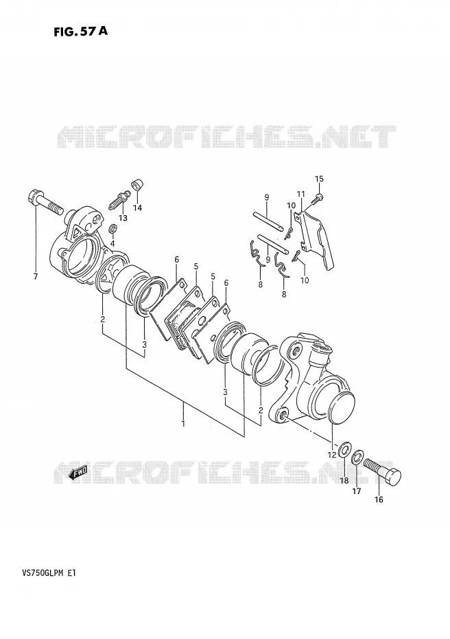 FRONT CALIPER (MODELE H) Suzuki MOTO 750 INTRUDER 1987  VS750GLPH(E1)